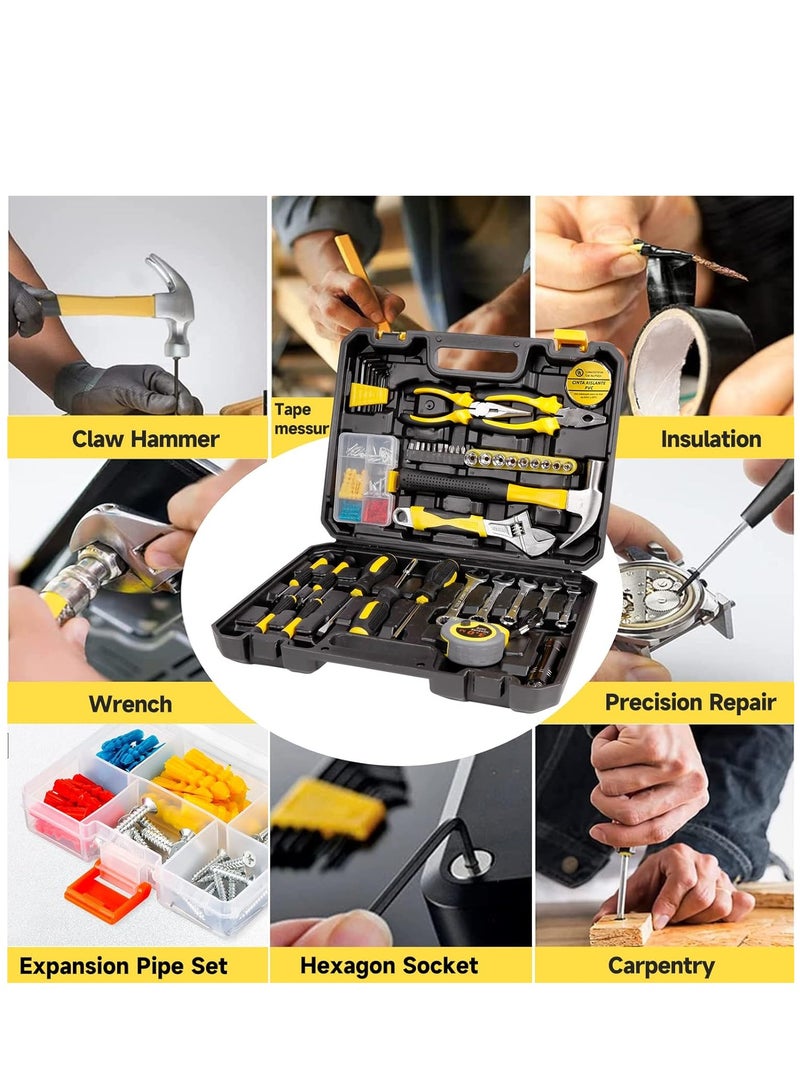 مجموعة ادوات اصلاح منزلية مكونة من 110 قطعة ، مجموعة ادوات يدوية مختلطة مع علبة تخزين بلاستيكية - Image 3