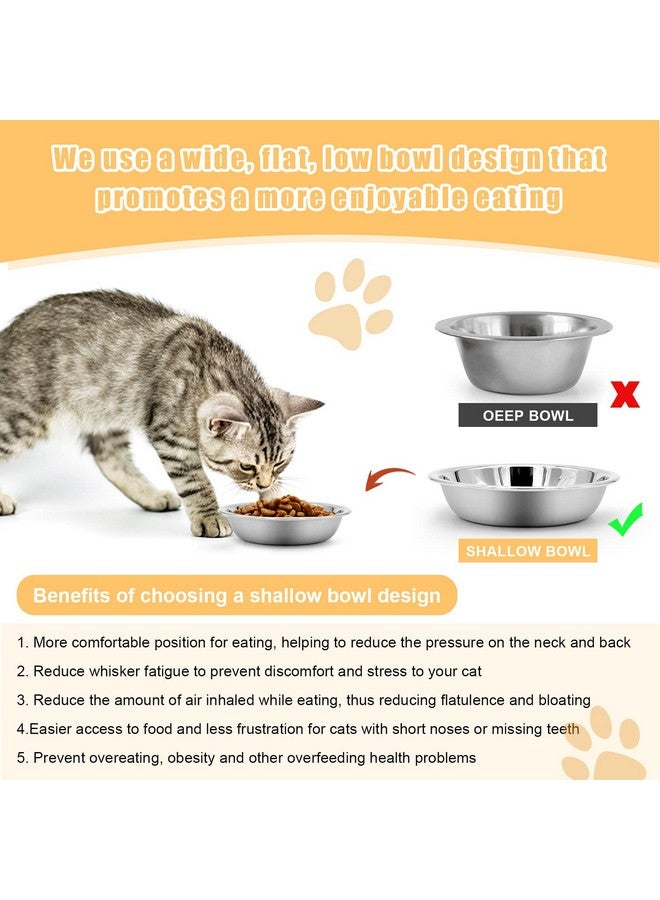 MicoSim 5 PCS Stainless Steel Cat Bowls - Whisker Friendly, Wide Flat Dishes, Dishwasher Safe - Image 4