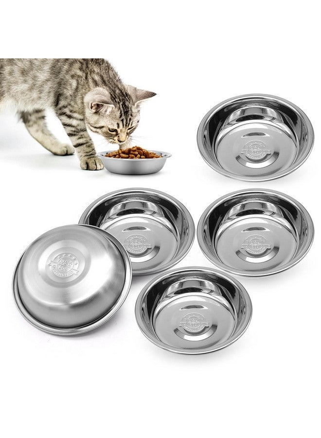 MicoSim 5 PCS Stainless Steel Cat Bowls - Whisker Friendly, Wide Flat Dishes, Dishwasher Safe - Image 1