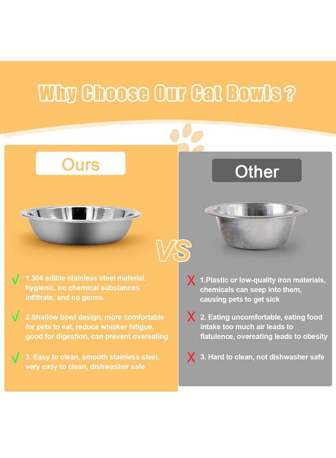 MicoSim 5 PCS Stainless Steel Cat Bowls - Whisker Friendly, Wide Flat Dishes, Dishwasher Safe - Image 3