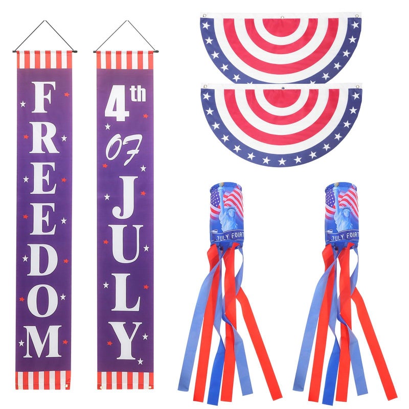 LOGOFUN 5 Pack American Bunting Flags US Patriotic Windsock Porch Sign Banner For Independence Day Decorations 4th Of July - Image 2