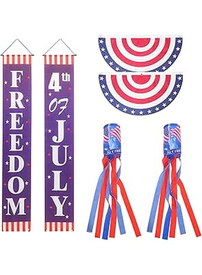 LOGOFUN 5 Pack American Bunting Flags US Patriotic Windsock Porch Sign Banner For Independence Day Decorations 4th Of July - Image 1