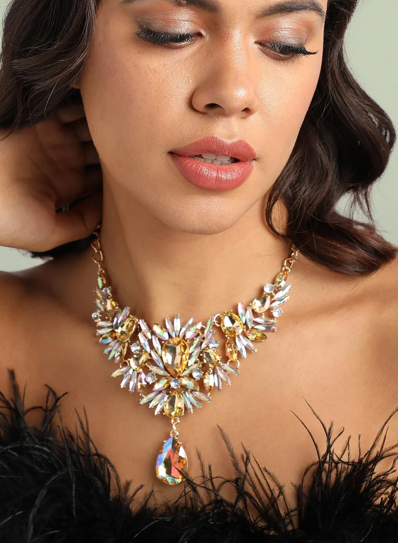 Sohi  Crystal Stone Drop Artificial Necklace Jewellery for Women | Best Price UAE