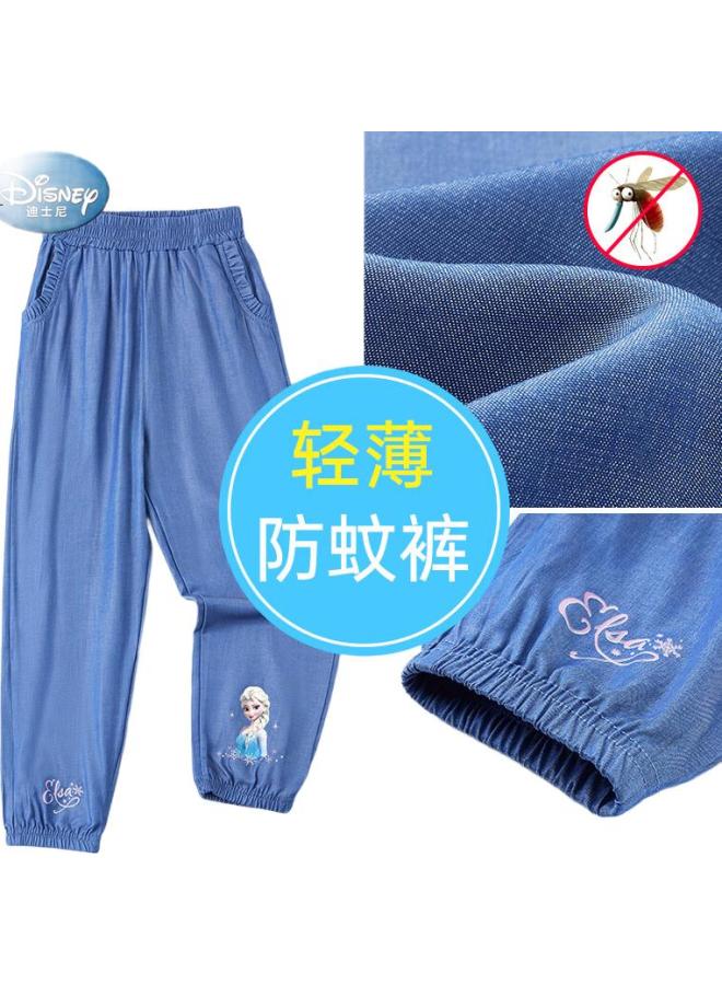 Disney Kids Mosquito-Proof Pants Girls Summer Thin Elsa Princess Lantern Pants Girls Sp97836 Dark Blue 130 - Image 1
