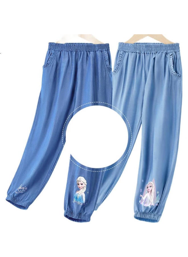 Disney Kids Mosquito-Proof Pants Girls Summer Thin Elsa Princess Lantern Pants Girls Sp97836 Dark Blue 130 - Image 3
