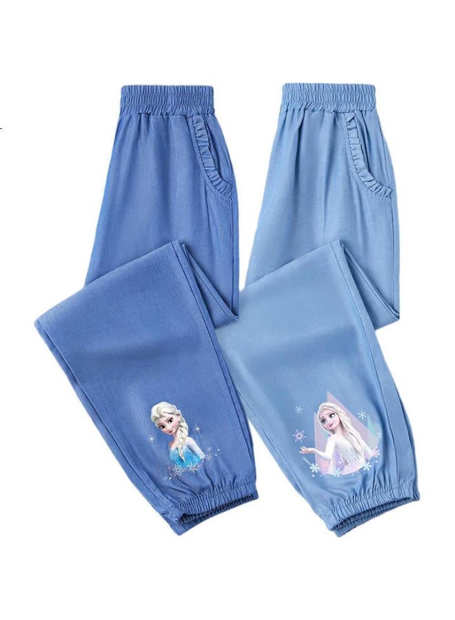 Disney Kids Mosquito-Proof Pants Girls Summer Thin Elsa Princess Lantern Pants Girls Sp97836 Dark Blue 130 - Image 2