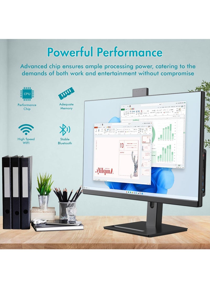 HILUKE - 27” IPS FHD All-in-One PC: Intel Core i7-7700, 16GB DDR4, 512G SSD, WiFi, Retractable Webcam Adjustable Stand, Keyboard & Mouse, Windows 11 Home - Image 1
