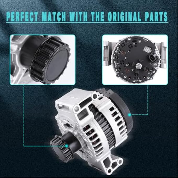 Slakerbe Alternator 0121715009 0125811051, Electrical New Alternator Compatible with Volvo XC60 2010-2015 XC90 2007-2014 S60 2011-2016 S80 07-15 V60 15-16 V70 08-10 L5 2.5L L6 3.0L 3.2L 12V 180Amp - Image 4