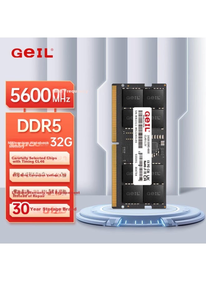 Geil Jinbang 32gb Ddr5-5600 Laptop Memory Module Millennium Series - Image 1
