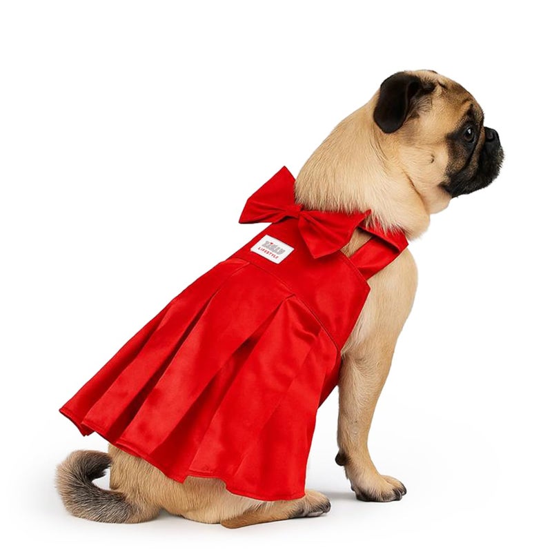 ZIGLY Sassy Scarlet Frock Dog Dress - Medium | Soft Polyester Cotton | Stylish Pet Outfit with Bow & Velcro Closure for Special Occasions (Red, XL) - Image 1