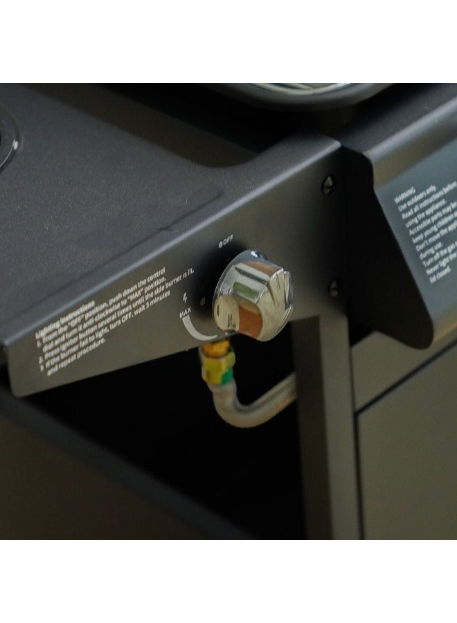 DANUBE HOME شواية غاز إنفيرنو كونفنتيون سيريس 4 شعلات شواية باربكيو غاز قابلة للتحريك شواية باربكيو محمولة بأسلوب عربة لشواية غاز للحديقة والفناء والنزهات والتخييم - Image 4