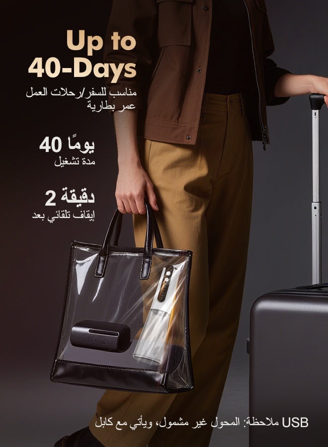 بزفوي خيط مائي محمول لتنظيف الأسنان: لطيف على اللثة الحساسة، بتقنية محرك ثنائي السرعة، جهاز irrigador dental بخمسة أوضاع للتقويم والعلاج التقويمي، مقاوم للماء بمعيار IPX7، لاسلكي ومناسب للسفر، باللون الأسود. - Image 4