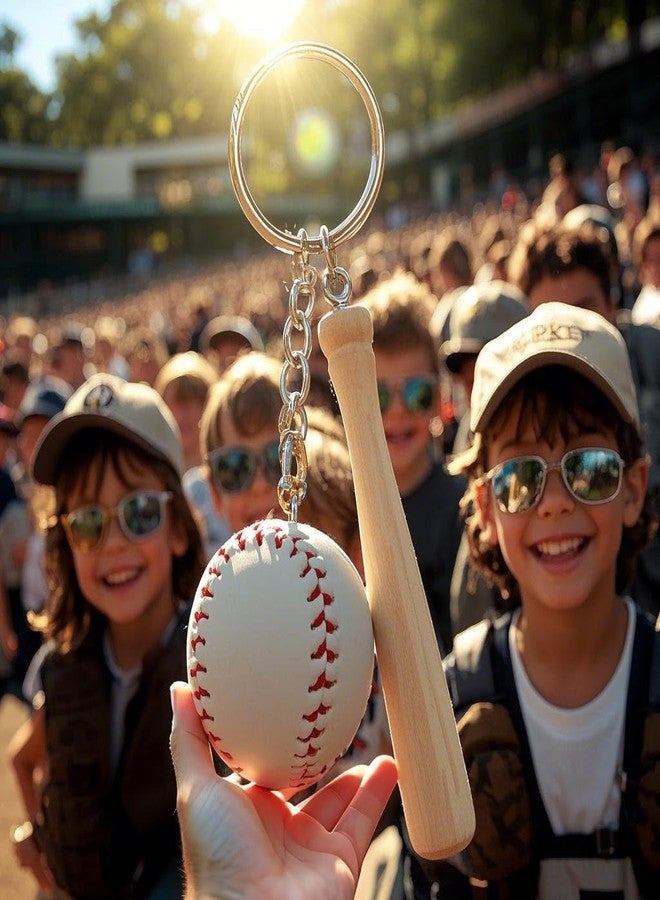 kcrygogo Baseball Keychain Bagpack Pendant Decorations Handmade Leather Baseball Bat Keychain for Boys,Sports Souvenir Favors and Gifts for Friends - Image 3