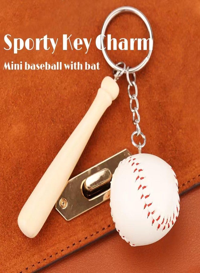 kcrygogo Baseball Keychain Bagpack Pendant Decorations Handmade Leather Baseball Bat Keychain for Boys,Sports Souvenir Favors and Gifts for Friends - Image 4