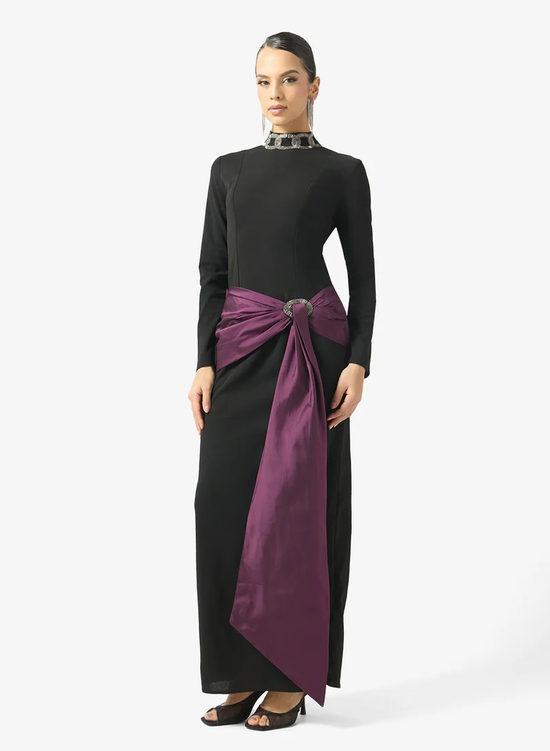 Bodycon Evening Dress With Draped Waist Detail