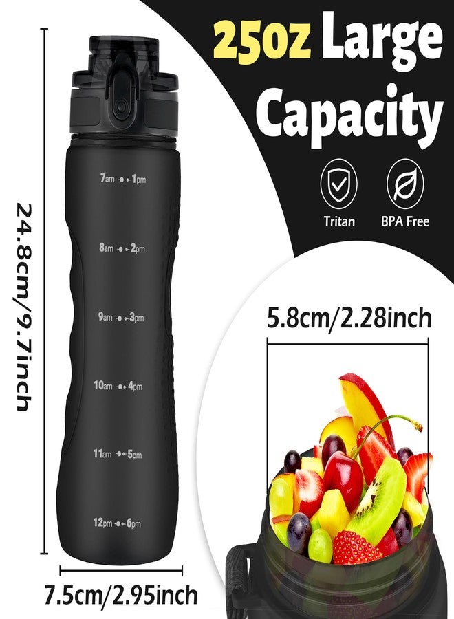 OLDLEY 25 oz Water Bottle, Motivational Water Bottle with Time Marker, Sports Water Bottle With Strap, Leakproof & BPA Free Large Water Bottles for School, Gym, Travel, Outdoor, Tritan,Black - Image 5