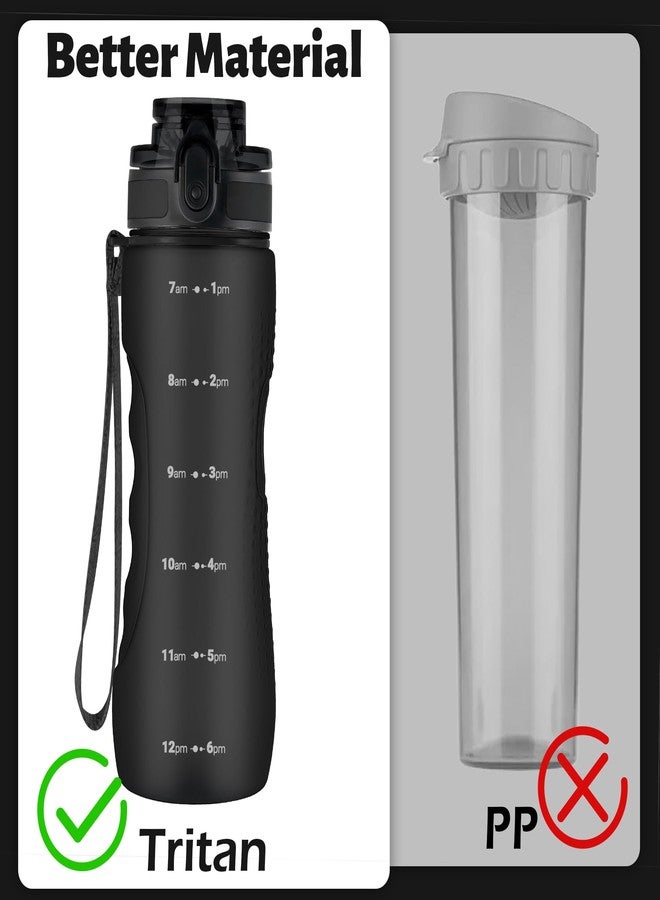 OLDLEY 25 oz Water Bottle, Motivational Water Bottle with Time Marker, Sports Water Bottle With Strap, Leakproof & BPA Free Large Water Bottles for School, Gym, Travel, Outdoor, Tritan,Black - Image 3