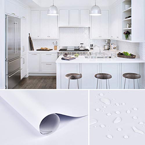 Mecpar 15.7In x 32.8Ft Matte White Peel and Stick Wallpaper - Self-Adhesive, Removable, Thick, Waterproof for Kitchen, Countertop, Cabinet, Wardrobe - Image 5