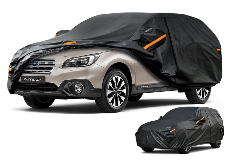 Kayme 7 Layers SUV Car Cover Custom Fit for Subaru Outback 19942025 Waterproof All Weather for Automobiles Outdoor Full Cover Rain Sun UV ProtectionBlack