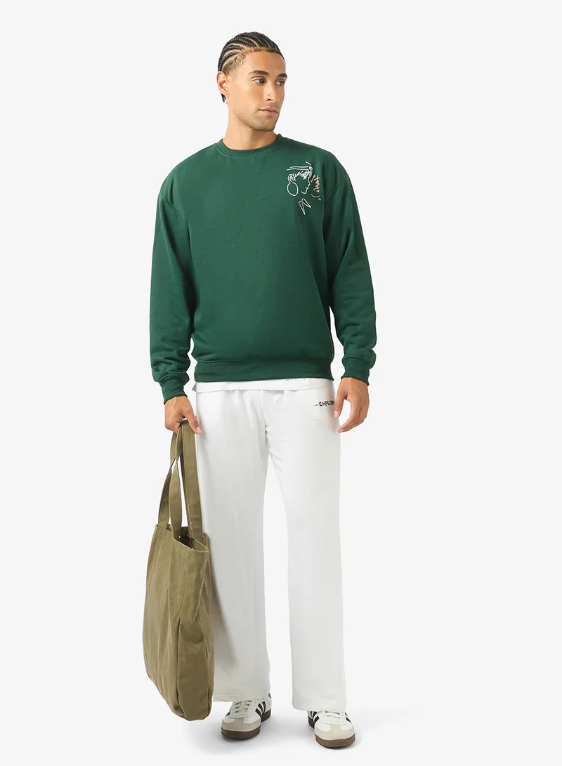 Seventy Five Basics Text Print Oversized Joggers