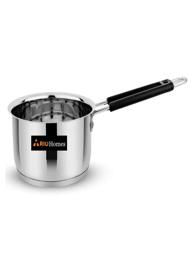 TRIOHOMES- Stainless Steel Induction Bottom Sauce Pan, Silver Kitchen Cookware Size-1650ML (16 CM) - Image 1