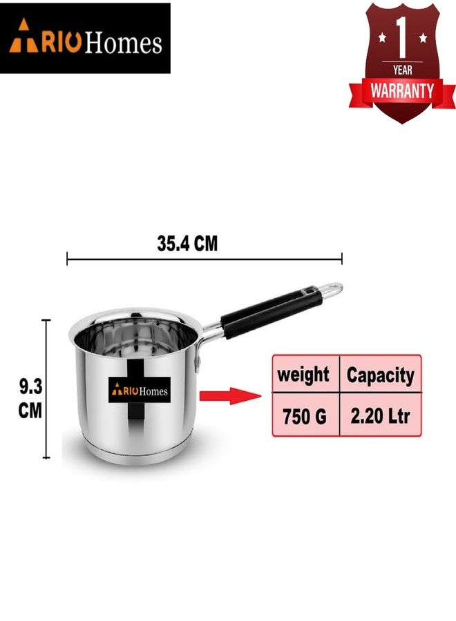 TRIOHOMES- Stainless Steel Induction Bottom Sauce Pan, Silver Kitchen Cookware Size-1650ML (16 CM) - Image 3