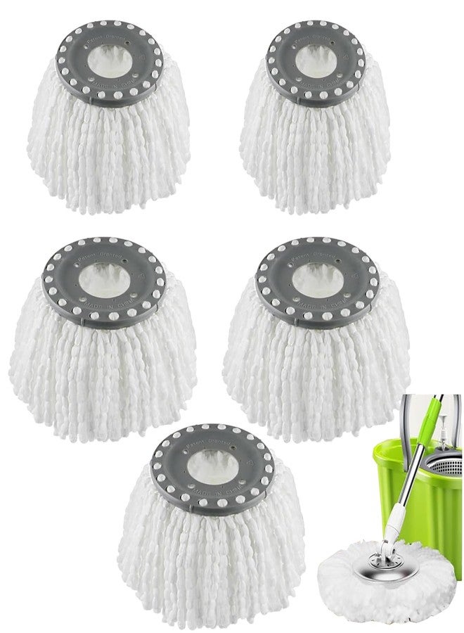 YWSHF 5 PCS Spin Mop Heads Replacement Refill for Old Hurricane Mr.Clean 360 Spin Magic Rotating Round Mop Microfibre Universal Spin Mop Heads Clean Mop Head Refill for Standard Mops (White-5PCS) - Image 1
