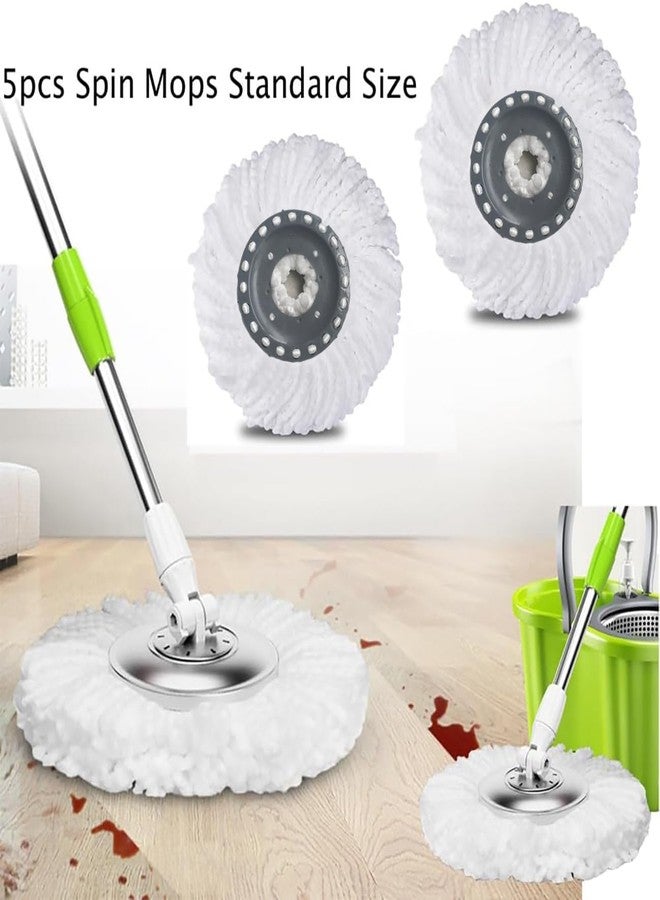YWSHF 5 PCS Spin Mop Heads Replacement Refill for Old Hurricane Mr.Clean 360 Spin Magic Rotating Round Mop Microfibre Universal Spin Mop Heads Clean Mop Head Refill for Standard Mops (White-5PCS) - Image 2