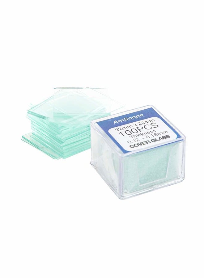 Amscope bs-50p-100s-22 pre-cleaned blank ground edge glass microscope slides and 100pc pre-cleaned square glass cover slips coverslips - Image 3