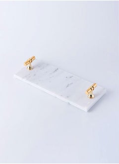 C&C Home Multipurpose Rectangular Marble Tray with T Shaped Metal Handles  - Image 1