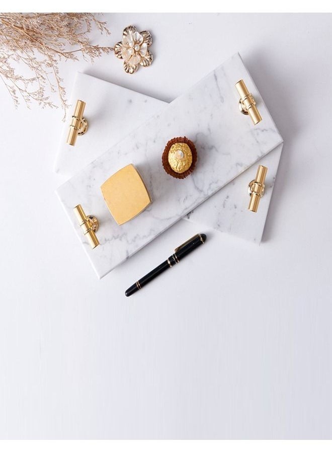 C&C Home - Multipurpose Rectangular Marble Tray with T Shaped Metal Handles - Image 1