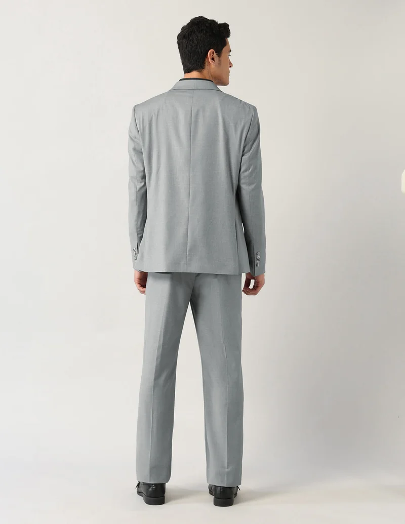 Arrow Light Grey Textured Tailored Fit Formal Dobby Suit for Men | Best Price UAE