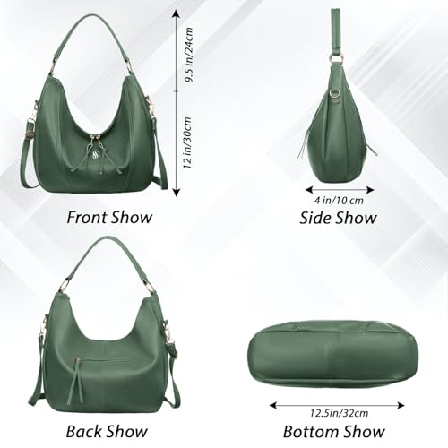 Fostelo Women's Vegan Leather New York Luxe Tote Handbag for Women | Hobo Bag for Work | Ladies Purse | Stylish Shoulder Bag | Gift For Women | Green - Image 4