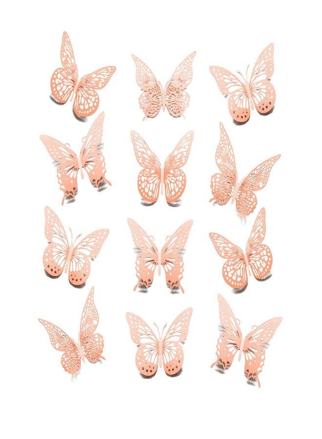 Meikeer 3D Butterfly Wall Decor 48 Pcs - 4 Styles & 3 Sizes, Removable Wall Stickers for Birthday, Party, Wedding Decorations & Interior Decor (Pink) - Image 1
