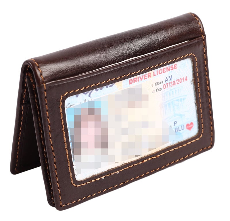 Easyoulife RFID Slim Wallet Men Thin Bifold Front Pocket Wallet Genuine Leather Card Holder (Coffee) - Image 1