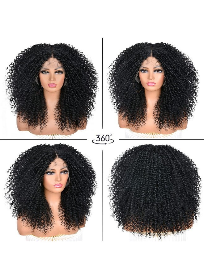 ANNISOUL - Nnisoul Black Curly Lace Front Wigs For Black Women Lace Front Wig Synthetic Hair Pre Plucked Deep Curly Wave 13X4X1 Hd Short Glueless Curly Afro Wig 17Inch - Image 1