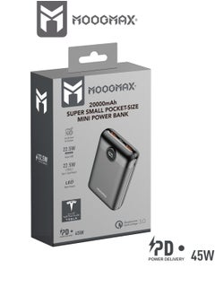 موجماكس باور بنك سوبر سمول سايز بسعة 20000mAh وقوة 45واط، يدعم الشحن السريع ,مزود بشاشة رقمية LED لمعرفة مستوى الشحن، يمكن استخدامه على الطائرات والقطارات. باللون اسود من موجماكس.  - Image 5