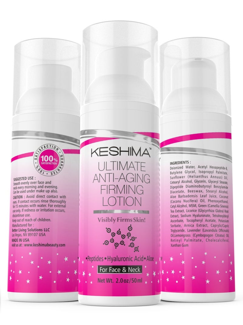 KESHIMA Face & Neck Firming Cream - Lotion Tightens Loose and Sagging Skin - Smooths Wrinkles and Fine Lines - Image 5