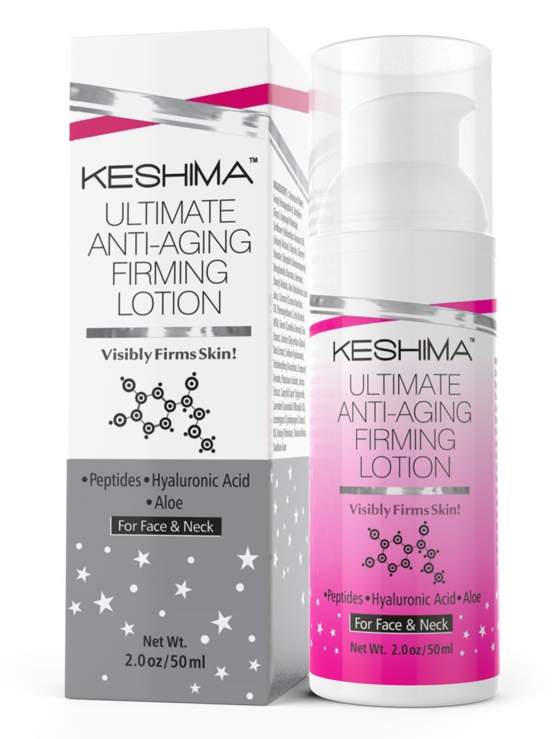 KESHIMA Face & Neck Firming Cream - Lotion Tightens Loose and Sagging Skin - Smooths Wrinkles and Fine Lines - Image 1