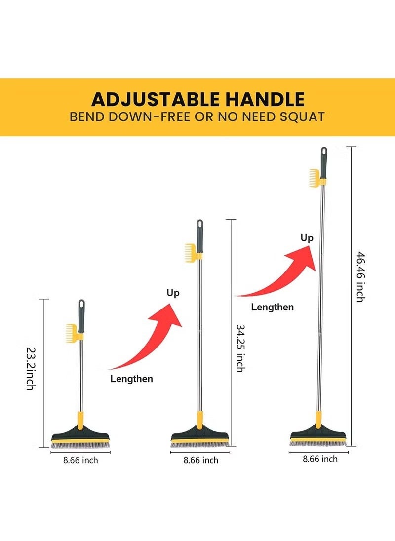FALMER - 2 in 1 Floor Brush, Long Handled V-Shaped Floor Brush, Bathroom Shower Crevice Cleaning Brush, Magic Broom Brush 120° Rotation Detachable Bathroom Brush Head, Tile - Image 1