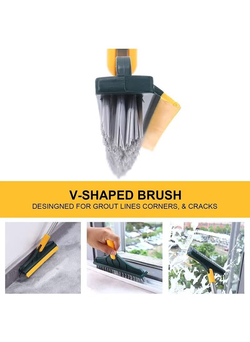 FALMER - 2 in 1 Floor Brush, Long Handled V-Shaped Floor Brush, Bathroom Shower Crevice Cleaning Brush, Magic Broom Brush 120° Rotation Detachable Bathroom Brush Head, Tile - Image 1