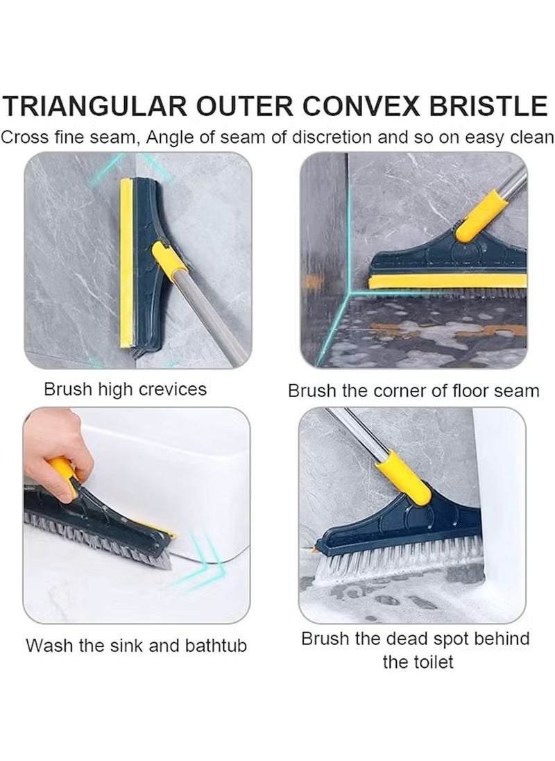 FALMER - 2 in 1 Floor Brush, Long Handled V-Shaped Floor Brush, Bathroom Shower Crevice Cleaning Brush, Magic Broom Brush 120° Rotation Detachable Bathroom Brush Head, Tile - Image 1