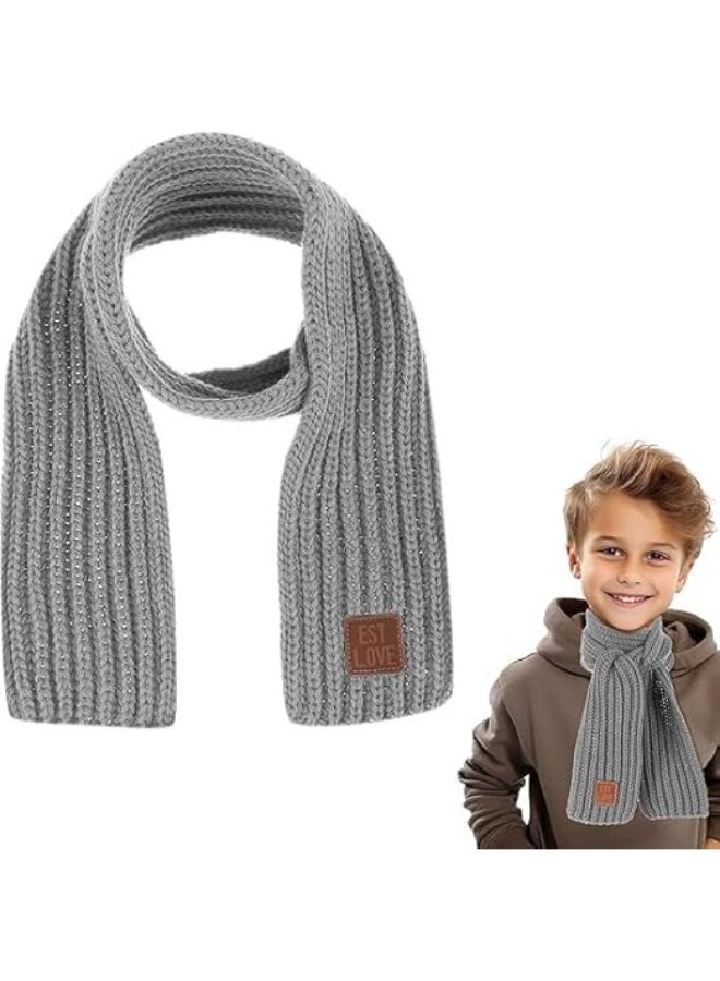 Kids Winter Knit Scarves Soft Knitted Neck Warmer Scarf Warm Scarves Wrap for Boys Girls Grey 130cm*9cm, One Size - Image 1