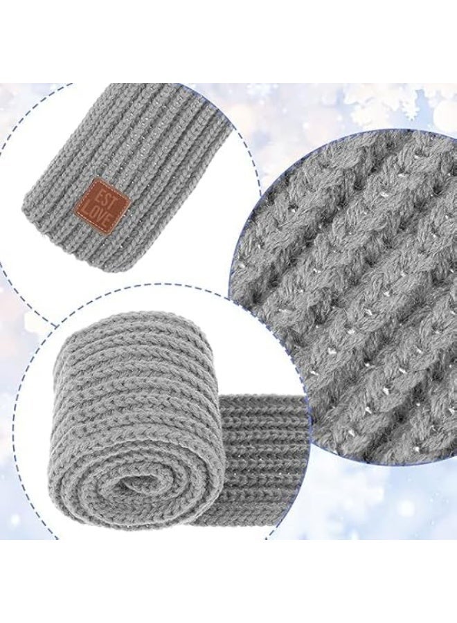 Kids Winter Knit Scarves Soft Knitted Neck Warmer Scarf Warm Scarves Wrap for Boys Girls Grey 130cm*9cm, One Size - Image 2