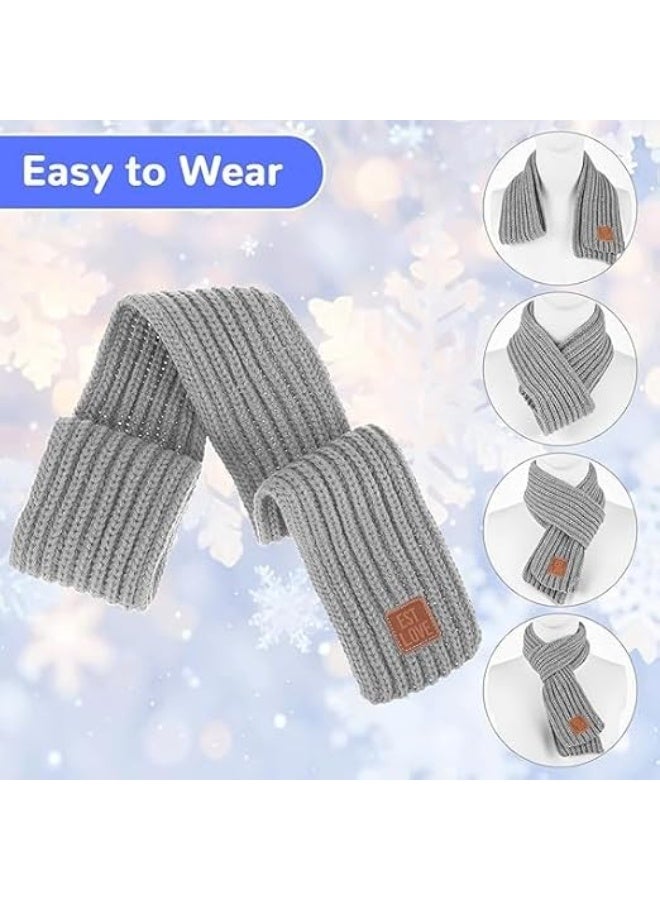 Kids Winter Knit Scarves Soft Knitted Neck Warmer Scarf Warm Scarves Wrap for Boys Girls Grey 130cm*9cm, One Size - Image 4