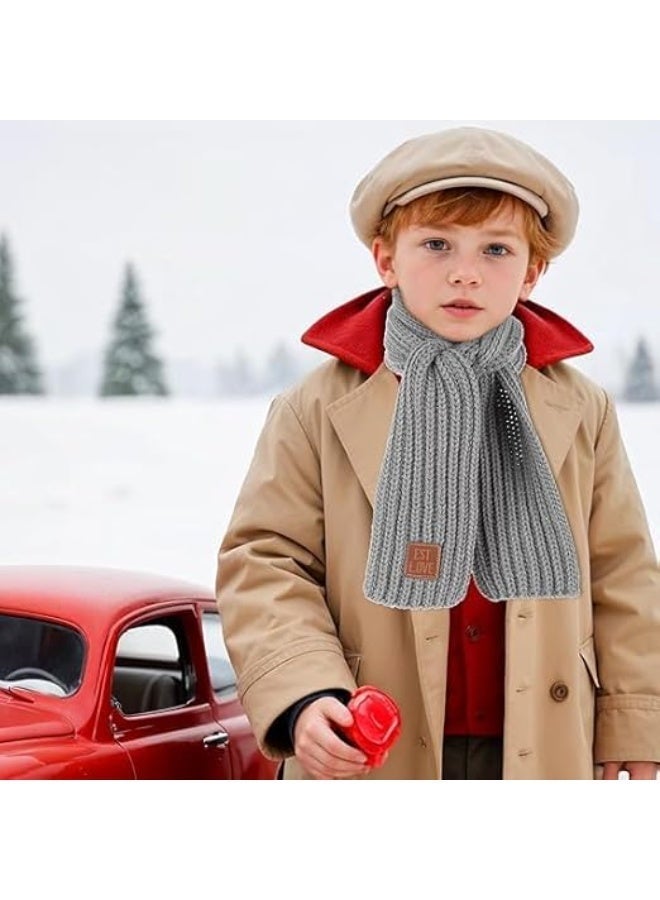 Kids Winter Knit Scarves Soft Knitted Neck Warmer Scarf Warm Scarves Wrap for Boys Girls Grey 130cm*9cm, One Size - Image 5