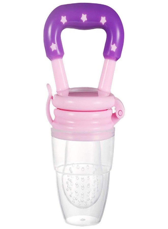 ROFORUF Baby Food Feeder Pacifier, Silicone Fruit Feeder Teethers for Babies, Teether for New Born, BPA-Free Silicone Pouches (Pack of 1) (FF Pink pk-1) - Image 1