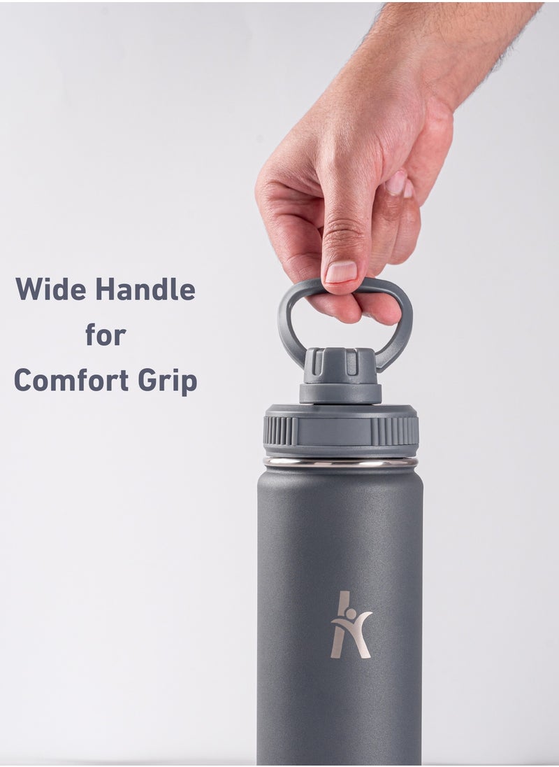 KRYMSO KRYMSO, 750ml Stainless Steel Water Bottle, Double Wall Insulated Water Bottle, Leak Proof, BPA Free, Silicone Boot, Thermos Bottle, Cold Hot Bottle for Kids, School, Gym  - Image 2