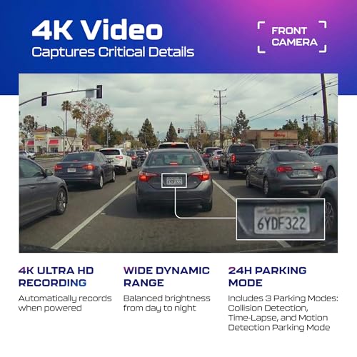 AZDOME 4K UHD Dash Cam for Car Front and Rear| STARVIS Sensor| 2160P WiFi Dash Camera| GPS Logger & ADAS| 170° Wide Night Vision DashCam|2.4" Screen| G-Sensor|Emergency Recorder| Parking Mode| 256GB - Image 4