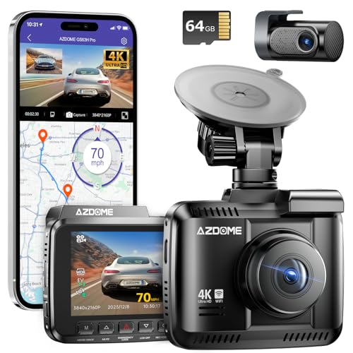 AZDOME 4K UHD Dash Cam for Car Front and Rear| STARVIS Sensor| 2160P WiFi Dash Camera| GPS Logger & ADAS| 170° Wide Night Vision DashCam|2.4" Screen| G-Sensor|Emergency Recorder| Parking Mode| 256GB - Image 1